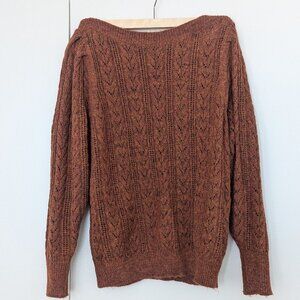 RW&Co. Rust Orange braided Sweater like-new Fall Autumn cozy